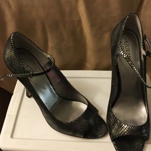 Guess peek toe heels with ankle strap